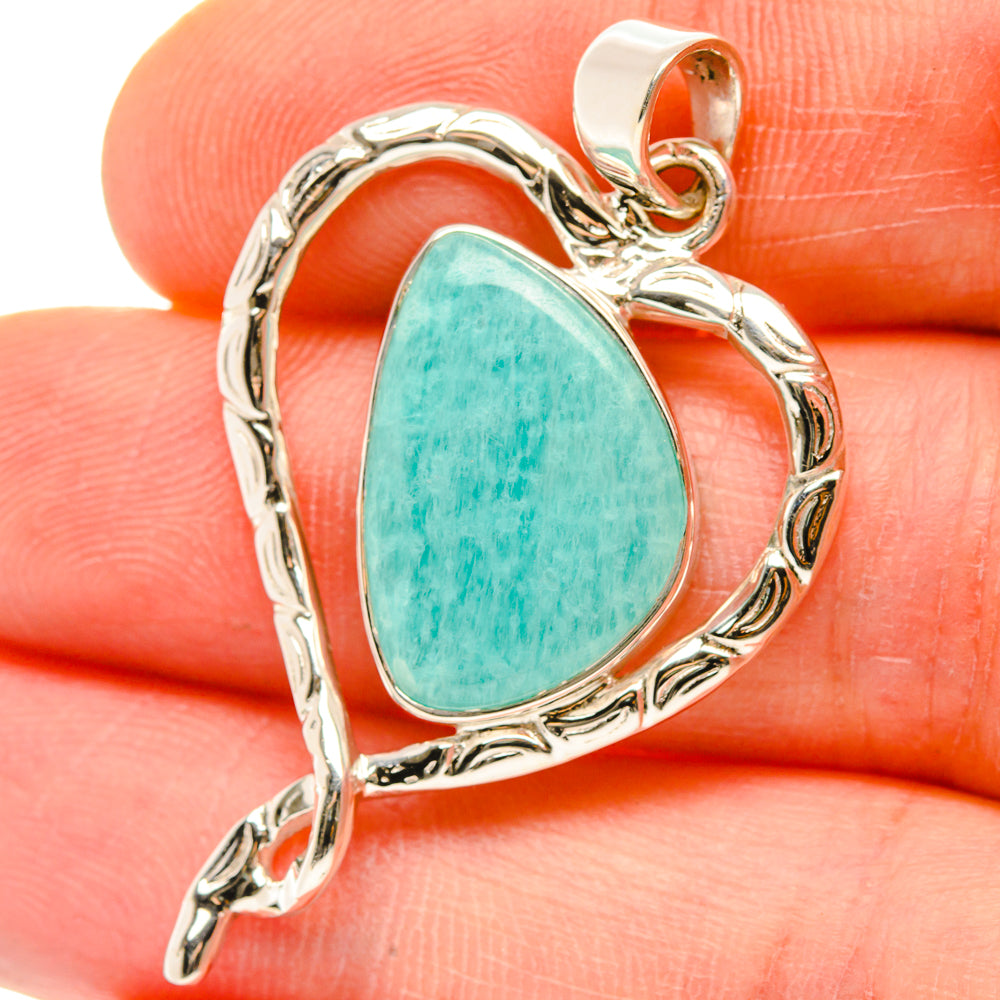 Premium Amazonite Pendant 1 5/8" (925 Sterling Silver) PD37864