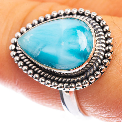 Larimar 925 Sterling Silver Ring Size 8