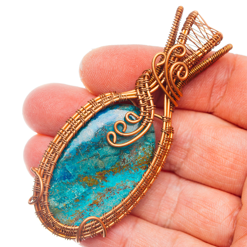 Shattuckite Wire Wrap Pendant 3" (Copper)