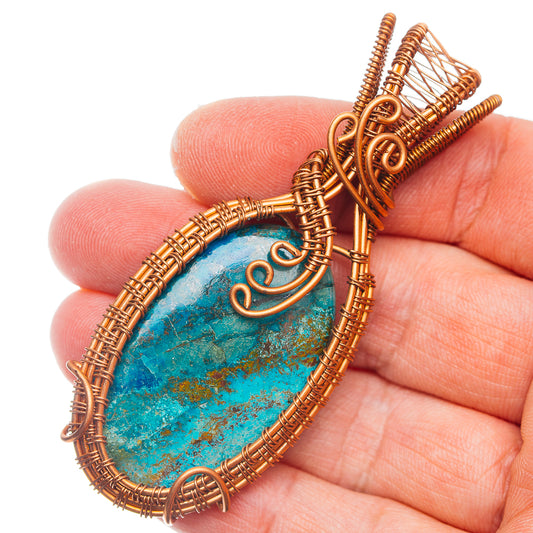 Shattuckite Wire Wrap Pendant 3" (Copper)