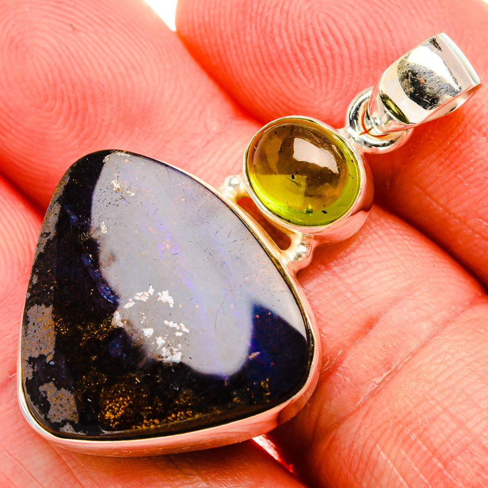 Boulder Opal, Peridot 925 Sterling Silver Pendant 1 5/8" (925 Sterling Silver) PD38375