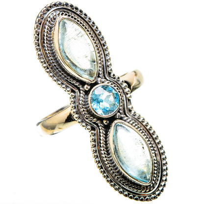 Large Natural Aquamarine, Blue Topaz Ring Size 9 (925 Sterling Silver) RING138019