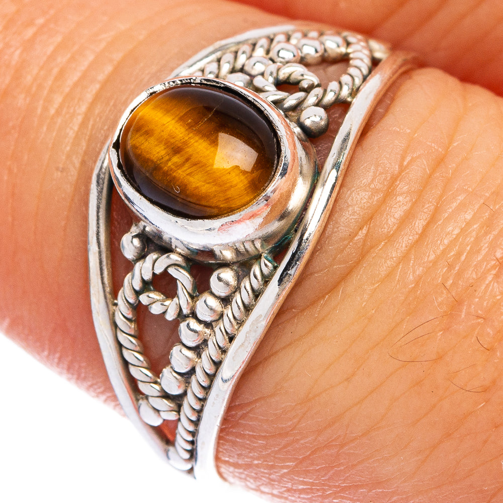 Tiger Eye Dainty Ring Size 8 (925 Sterling Silver) R145503