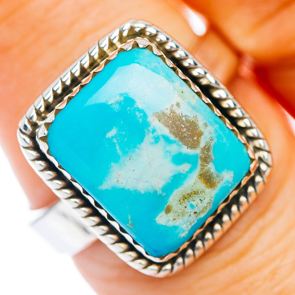 Kingman Turquoise Ring Size 7 Adjustable (.925 Sterling Silver)
