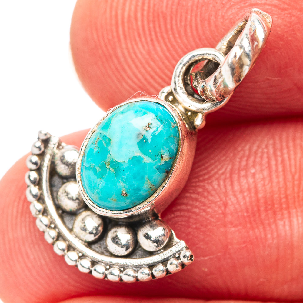 Dainty Mojave Turquoise Pendant 7/8" (.925 Sterling Silver)