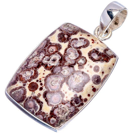 Rectangular sterling silver jasper pendant with purple-brown orb pattern and top bail