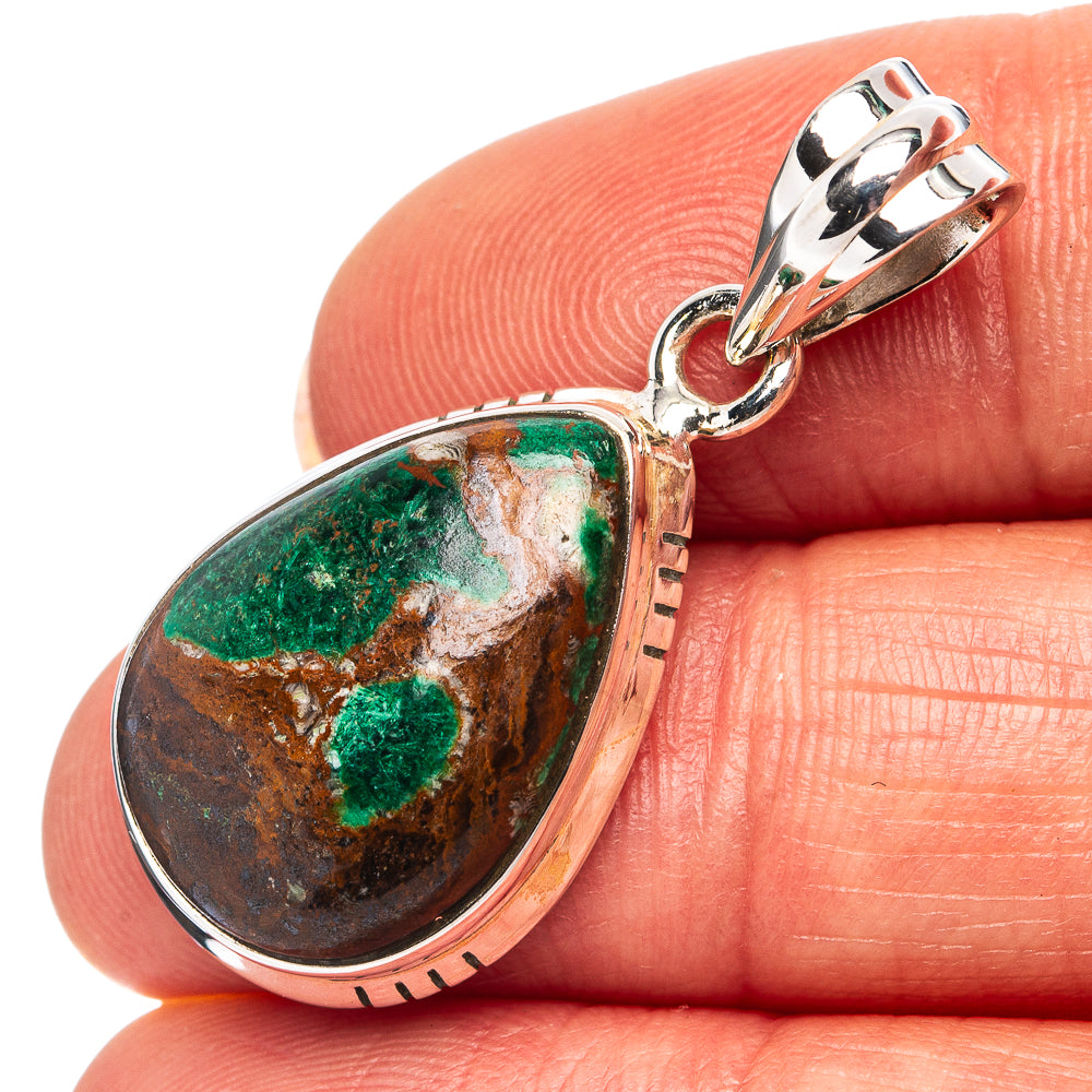 Chrysocolla Pendant 1 3/8" (.925 Sterling Silver)