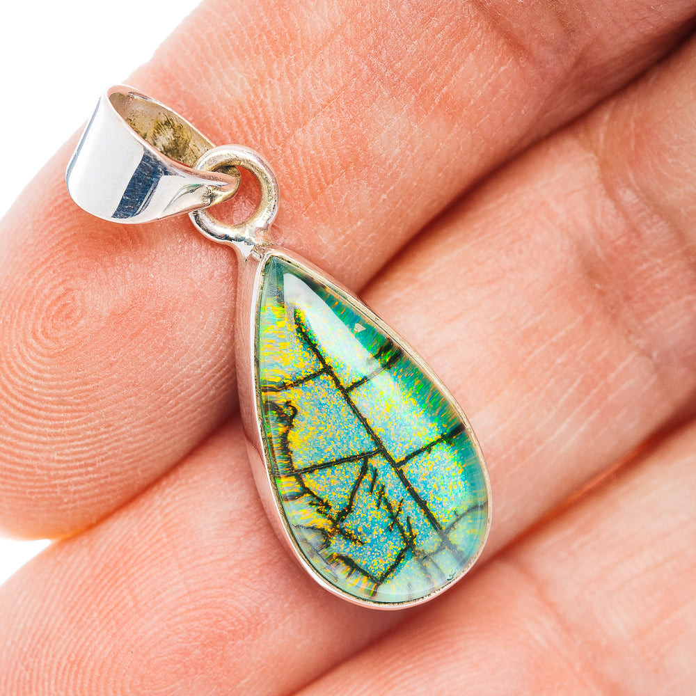 Sterling Opal Pendant 1 1/4" (.925 Sterling Silver)