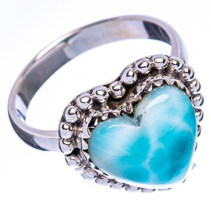 Larimar Heart 925 Sterling Silver Ring Size 7.75 Ana Co R2419