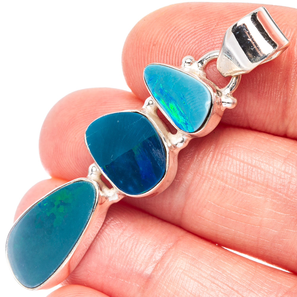 Rare Doublet Opal Pendant 1 3/4" (925 Sterling Silver) P44548