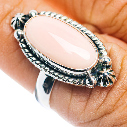 Premium Southwestern Style Pink Queen Conch Shell Ring Size 7 (.925 Sterling Silver)