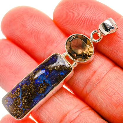 Australian Boulder Opal, Smoky Quartz Pendant 2" (925 Sterling Silver) PD38147