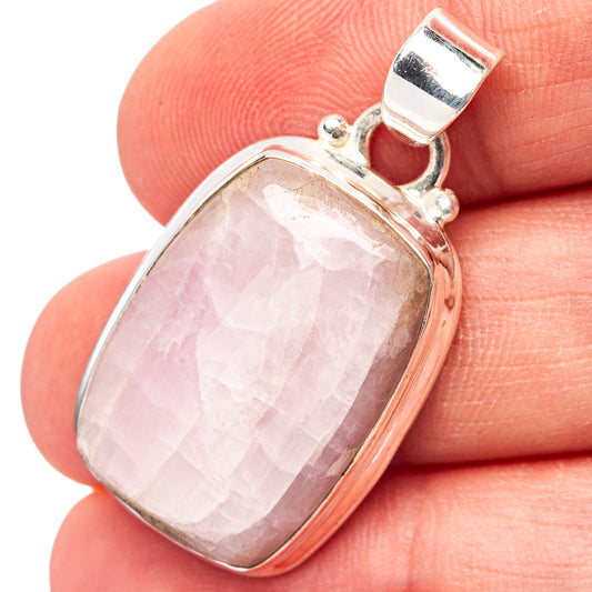 Sterling silver Kunzite pendant with pink cushion-cut gemstone bezel and top bail