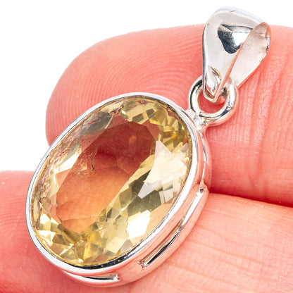 Faceted Citrine Pendant 1 1/8" (925 Sterling Silver) P40283