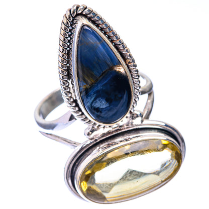 Large Lemon Quartz, Pietersite Ring Size 8.75 (925 Sterling Silver) R141468