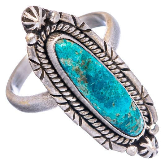 Adjustable sterling silver turquoise oval ring, side view with engraved frame