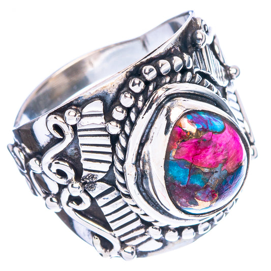 Kingman Pink Dahlia Turquoise Ring Size 5.75 (925 Sterling Silver) R4655