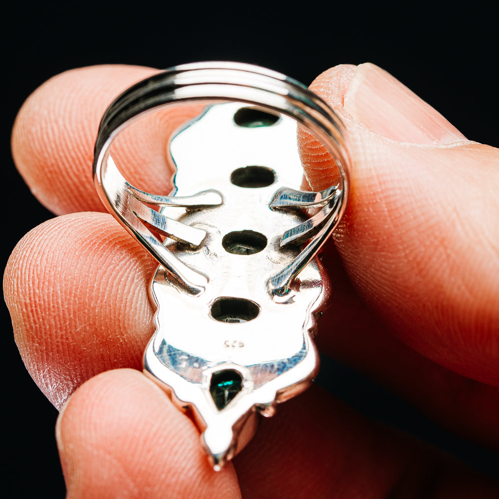 Exclusive 5-Gemstone Faceted Zambian Emerald Ring Size 8 (.925 Sterling Silver)