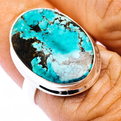 Premium Tibetan Turquoise Ring Size 6.25 (.925 Sterling Silver)