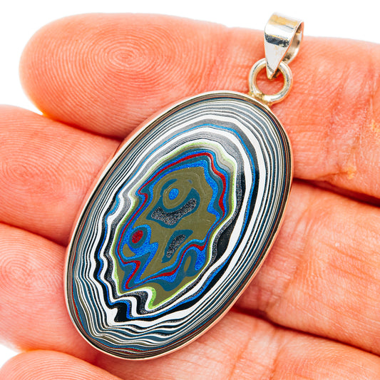 Premium Fordite Pendant 1 7/8" (.925 Sterling Silver)