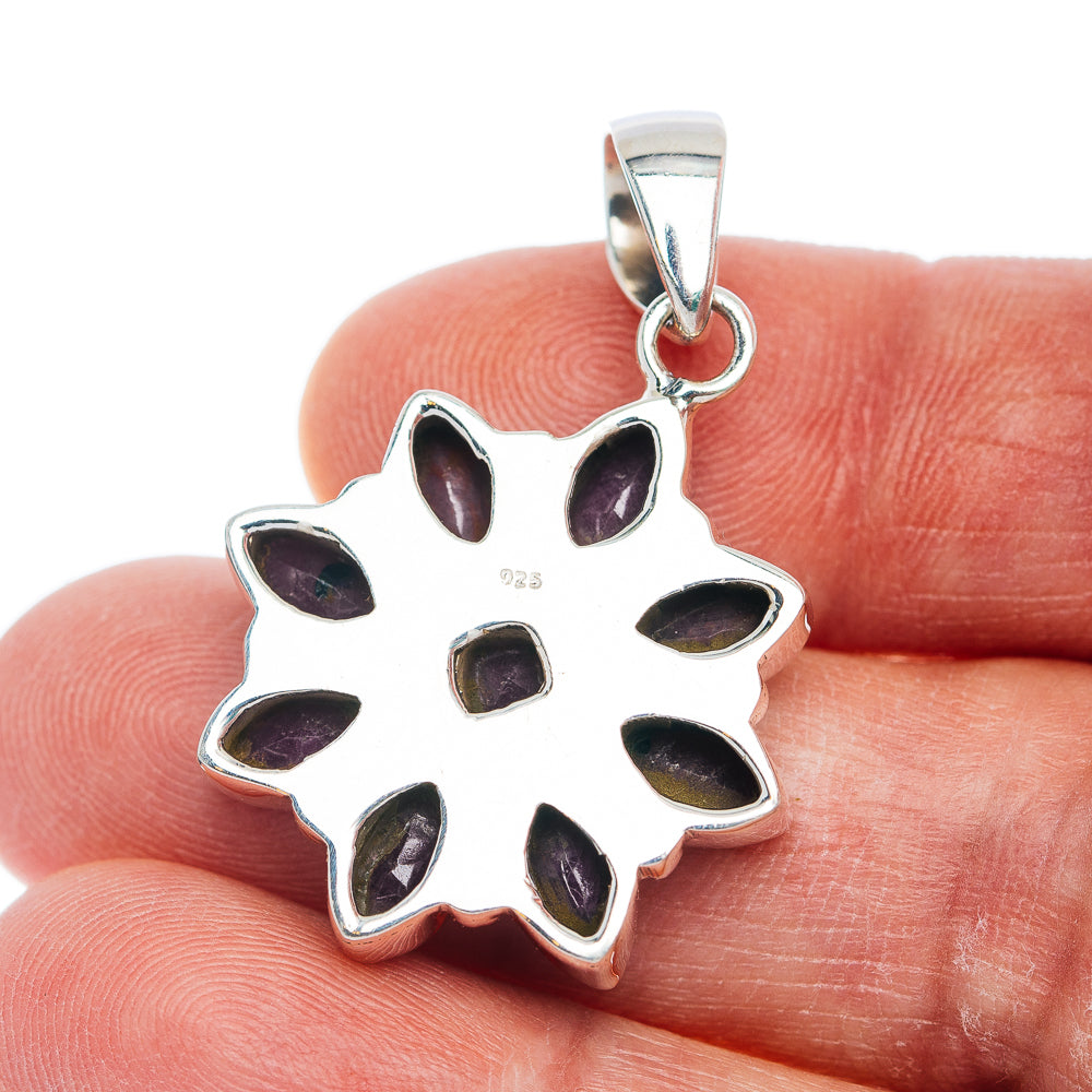 Exclusive 9-Gemstone Faceted Ruby Pendant 1 1/2" (.925 Sterling Silver)