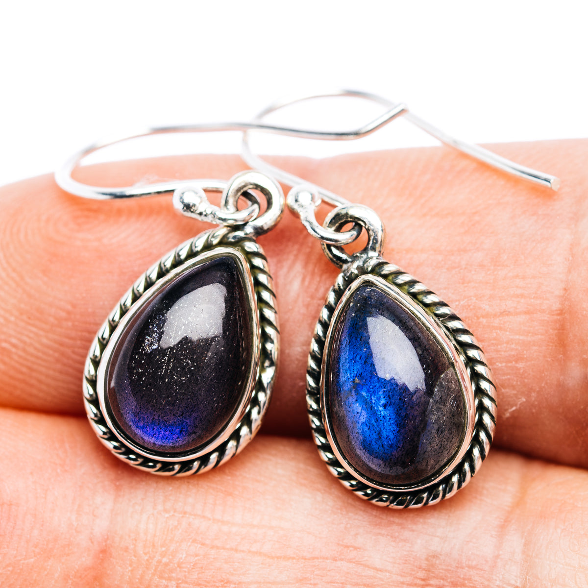 Labradorite Earrings 1 1/4" (.925 Sterling Silver)
