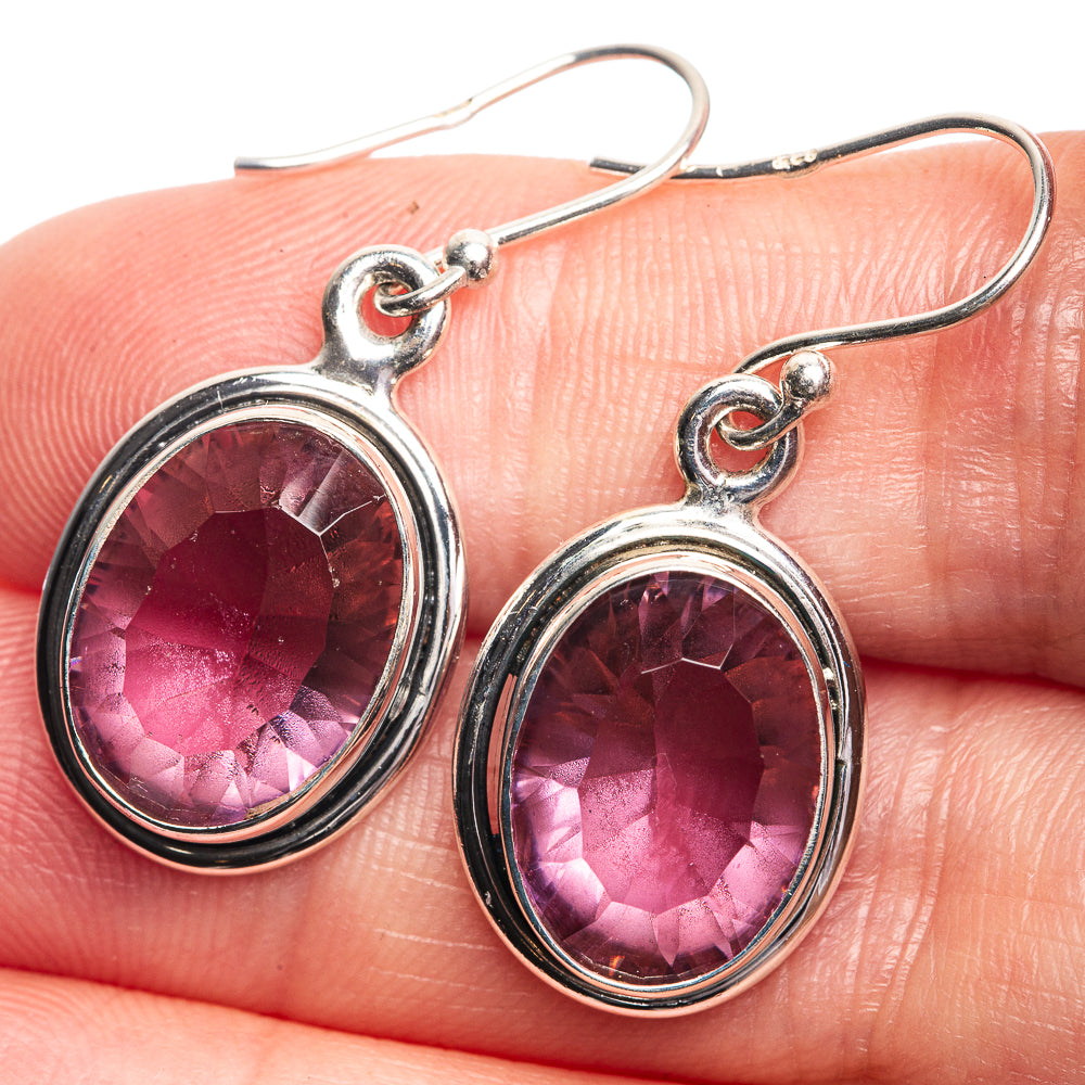 Faceted Color Change Alexandrite (Lab.) Earrings 1 3/8" (925 Sterling Silver) E432467