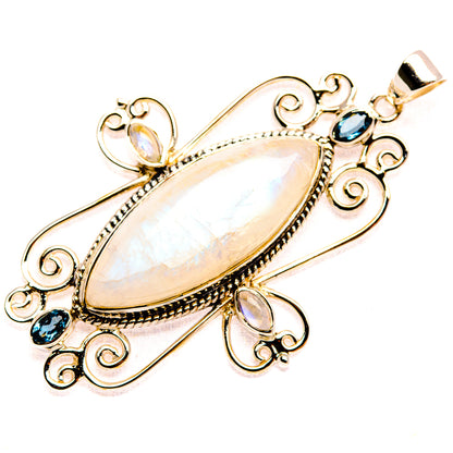 Signature Rainbow Moonstone, London Blue Topaz 925 Sterling Silver Pendant 2 3/8" (925 Sterling Silver) PD37788
