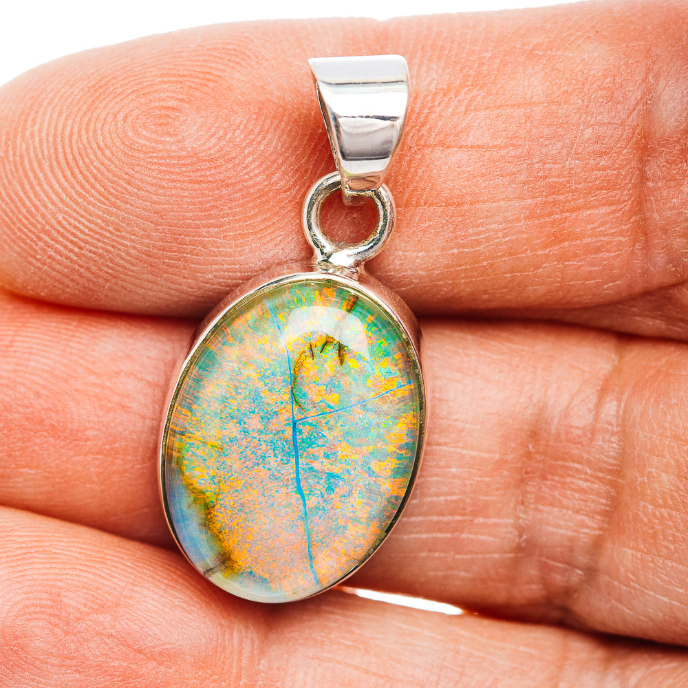 Sterling Opal Pendant 1 1/4" (.925 Sterling Silver)