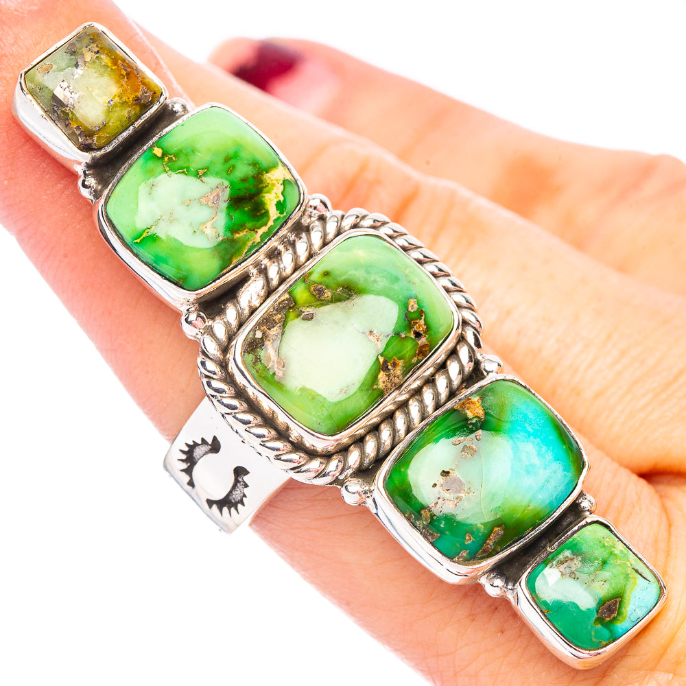 Sonoran Gold Turquoise Native Style Ring Size 8 Adjustable (.925 Sterling Silver) Exclusive