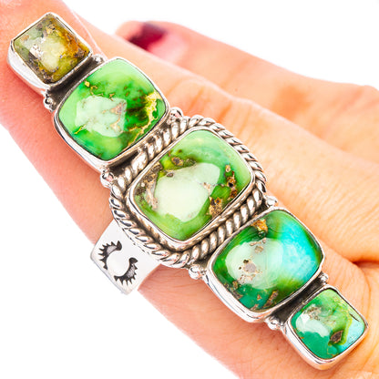 Sonoran Gold Turquoise Native Style Ring Size 8 Adjustable (.925 Sterling Silver) Exclusive
