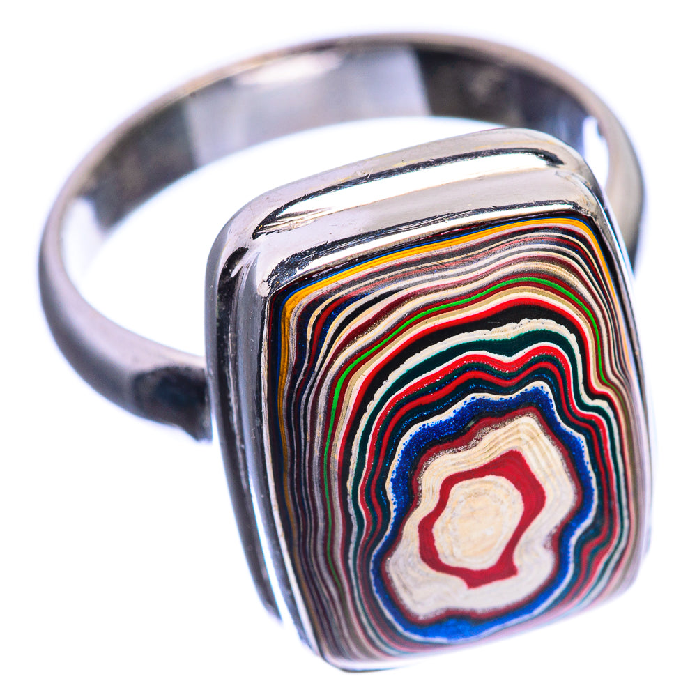 Rainbow Calsilica 925 Sterling Silver Ring Size 7.25