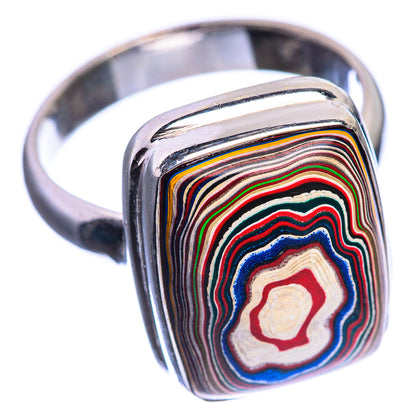 Rainbow Calsilica 925 Sterling Silver Ring Size 7.25