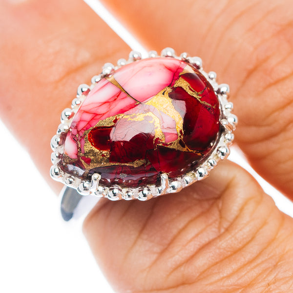 Exclusive Red Dahlia Mohave Turquoise Ring Size 7 (.925 Sterling Silver)