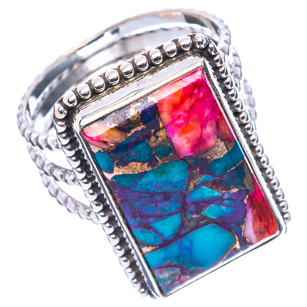 Pink Dahlia Mohave Turquoise Ring Size 6.75 (.925 Sterling Silver)