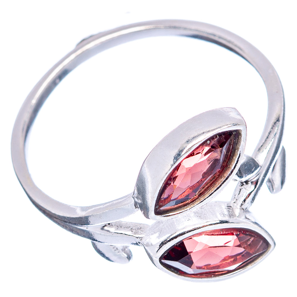 Garnet Leaf Dainty Ring Size 6.75 (.925 Sterling Silver)