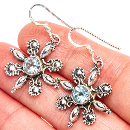 Blue Topaz Snowflake Earrings 1 5/8" (925 Sterling Silver) E433389