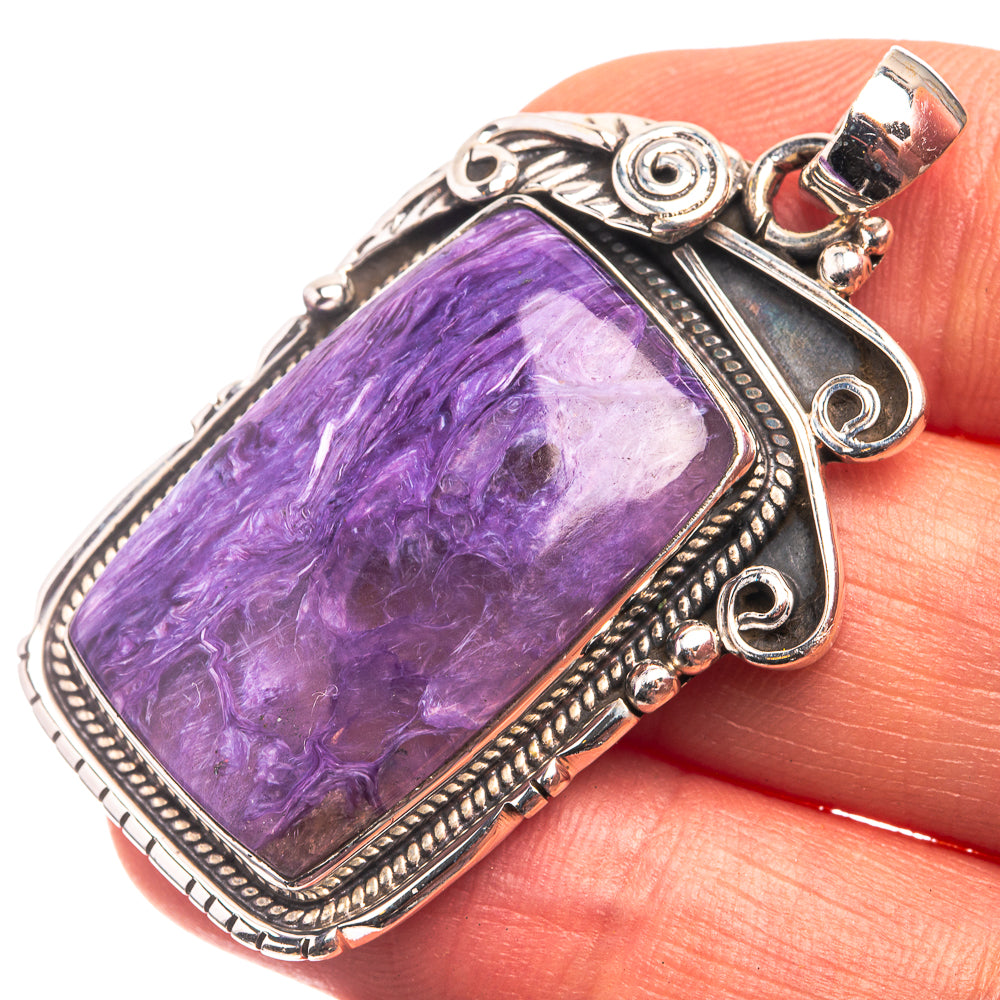 Charoite Pendant 1 3/4" (925 Sterling Silver) P38818