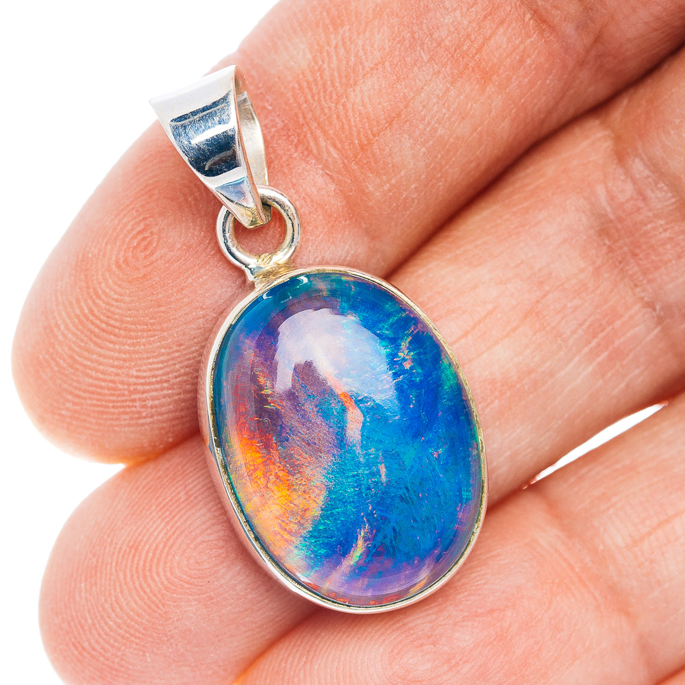 Aurora Opal Pendant 1 3/8" (.925 Sterling Silver)