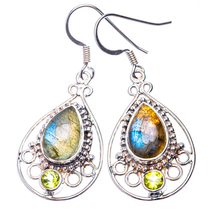 Premium Labradorite, Peridot Earrings 1 5/8" (925 Sterling Silver) E432344