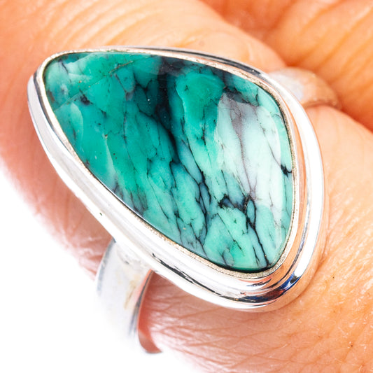 Sterling silver ring with oval turquoise variscite stone, polished bezel