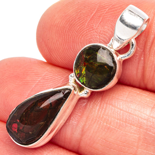 Rare Ammolite Pendant 1 3/8" (925 Sterling Silver) P44071