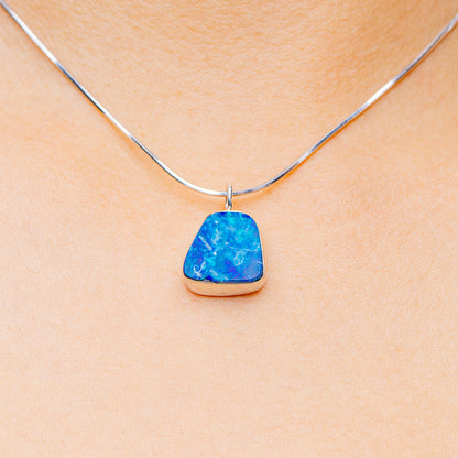 Australian Fire Opal Necklace 16" (.925 Sterling Silver)