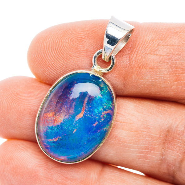 Aurora Opal Pendant 1 3/8" (.925 Sterling Silver)