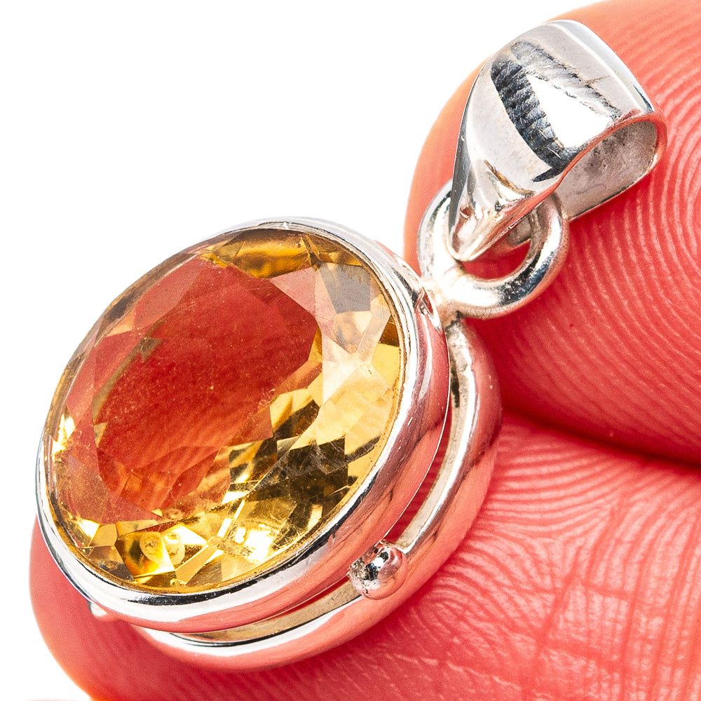 Faceted Citrine Dainty Pendant 7/8" (.925 Sterling Silver)