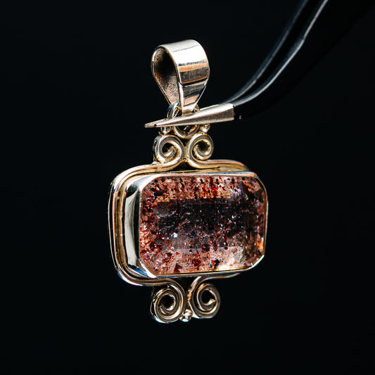 Premium Faceted Lepidocrocite Pendant 1 3/8" (.925 Sterling Silver)