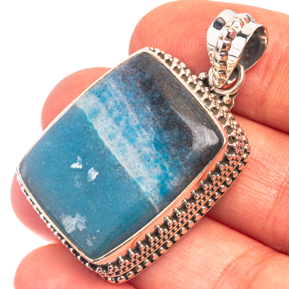 925 sterling silver rectangle trollite in quartz pendant with ornate silver border