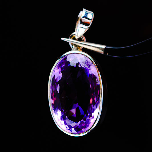 12.69ct Premium Faceted Amethyst Pendant 1" (.925 Sterling Silver)