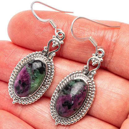 Premium Ruby Zoisite Earrings 1 7/8" (.925 Sterling Silver)