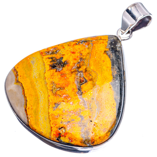 Sterling silver teardrop jasper pendant with orange-yellow stone and silver top bail